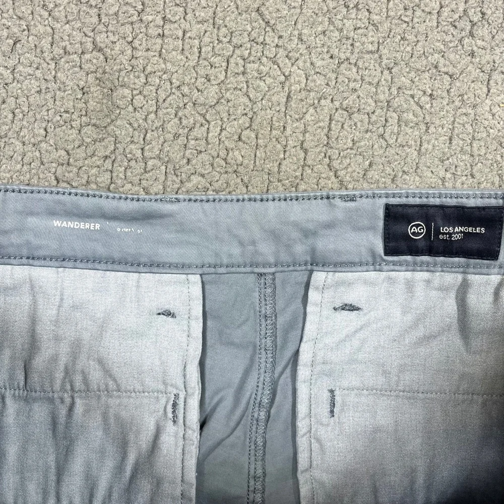 AG Adriano Goldschmied Wanderer Shorts Mens 34 Light Blue Grey Stretch Chino